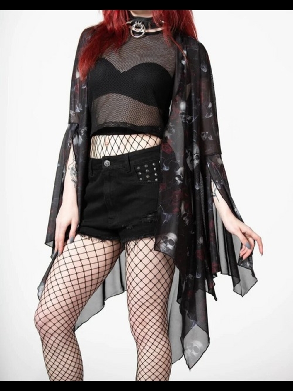 Killstar Fairy Moss Mesh Cover Up Skull Rose Spiderwebs